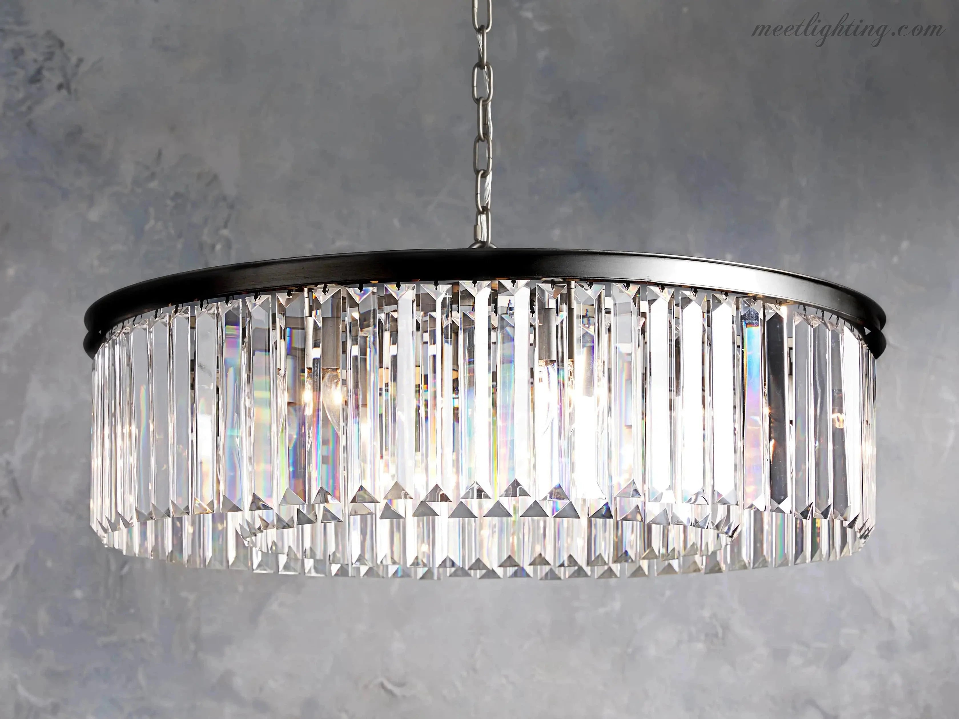Leyland Round Crystal Chandelier-MEET LIGHTING
