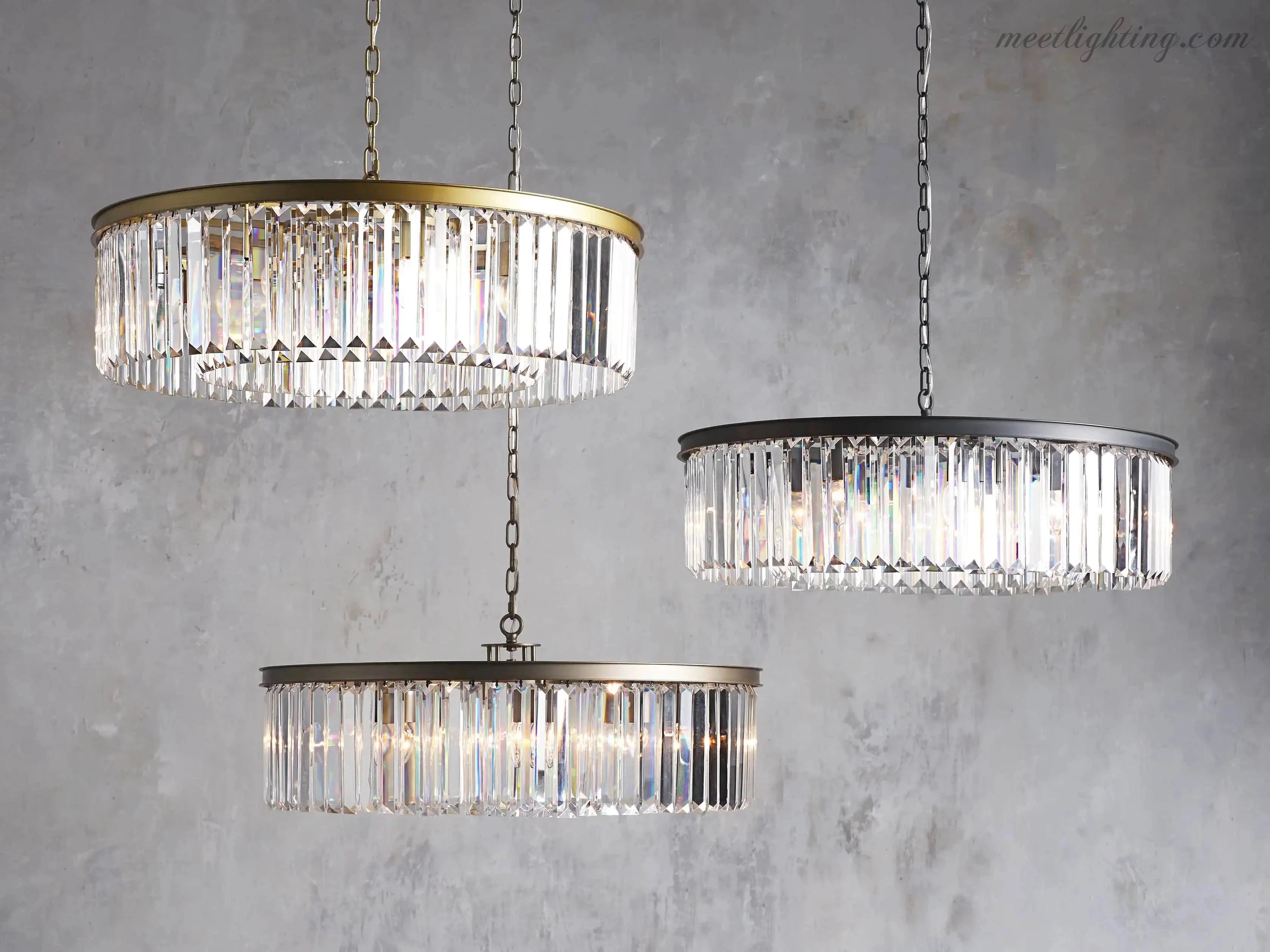 Leyland Round Crystal Chandelier-MEET LIGHTING