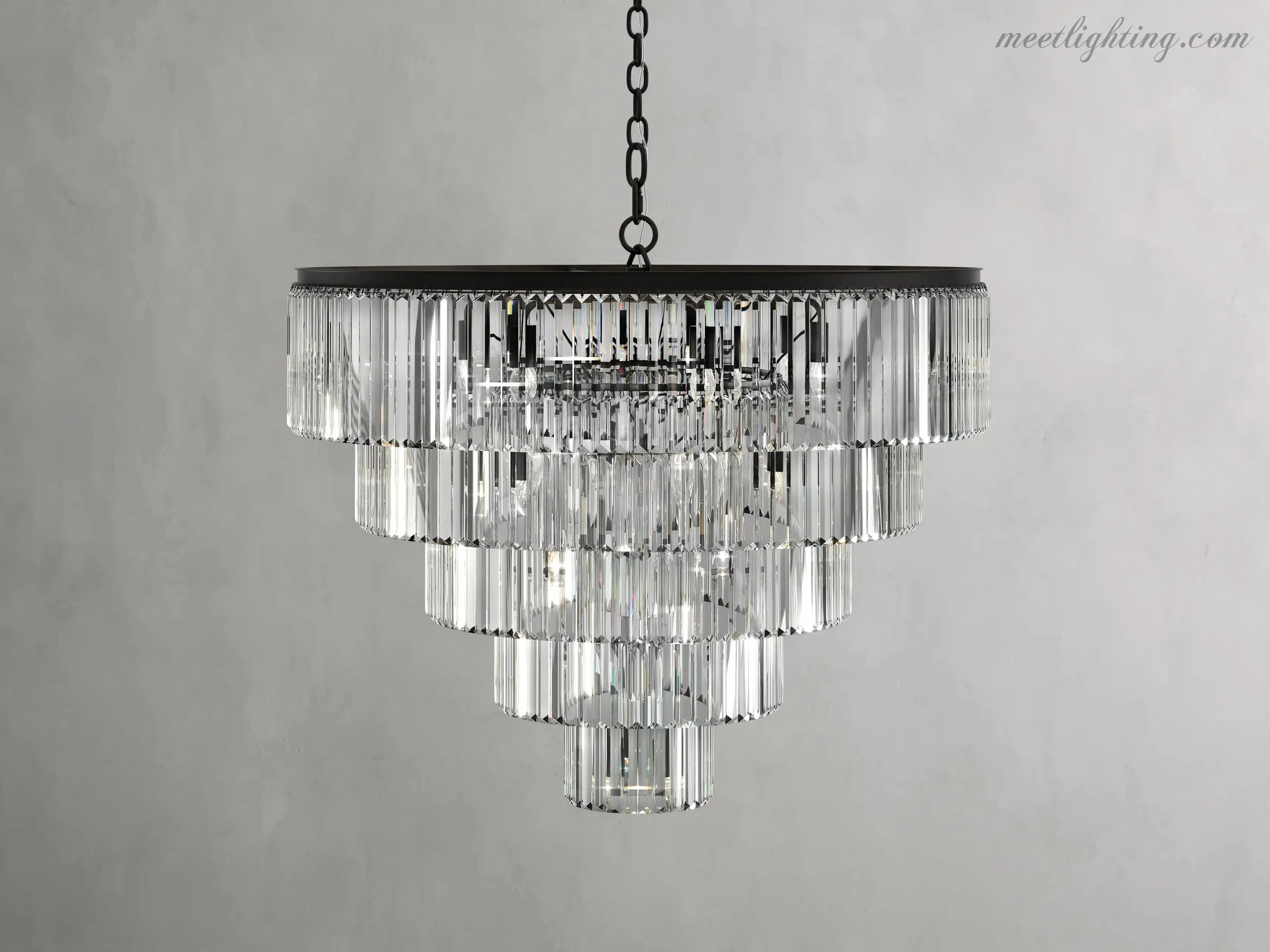 Leyland Crystal Tiered Round Crystal Chandelier-MEET LIGHTING
