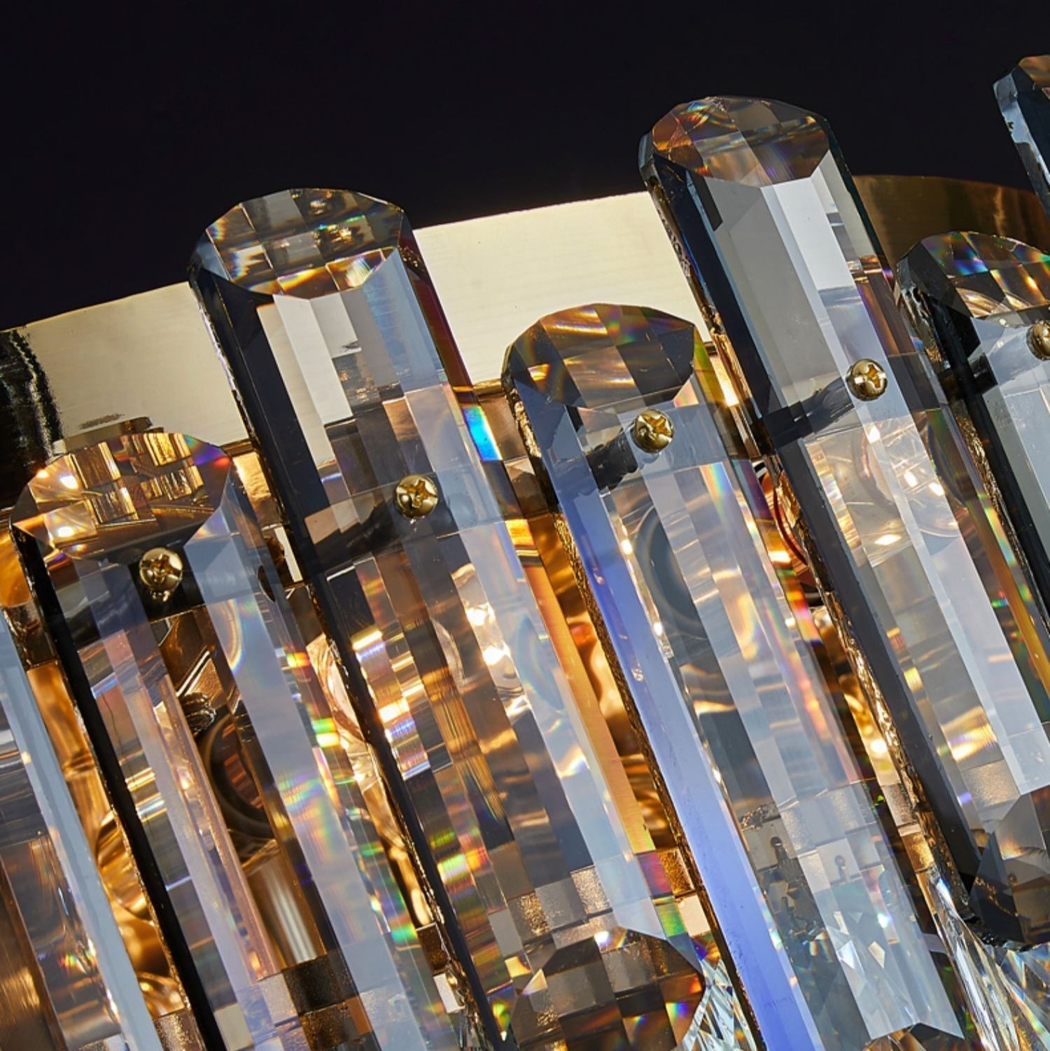 Smoke Gray Crystal Chandelier Flush Mounted Ceiling Light Fitxture Set for Dining Room/Living Room-MEET LIGHTING