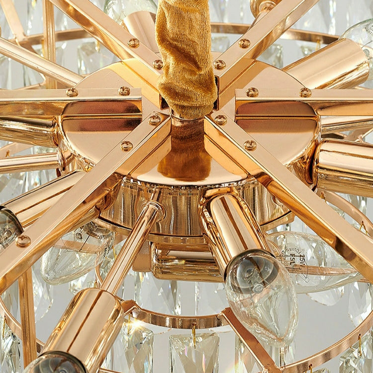 Smoke Gray Crystal Chandelier Flush Mounted Ceiling Light Fitxture Set for Dining Room/Living Room-MEET LIGHTING