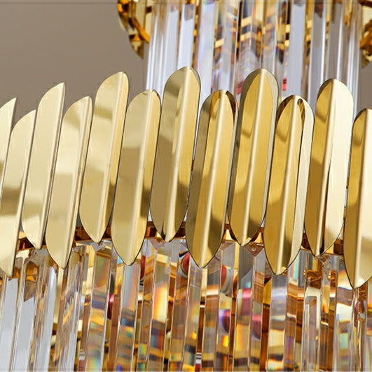 Luxury Gold Trimmed Long Crystal Chandelier Foyer Staircase Extra Large Ceiling Light Fixture-MEET LIGHTING