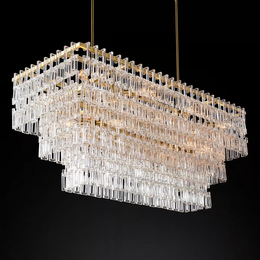 Mariogold 3-Tier Rectangular Chandelier 60"