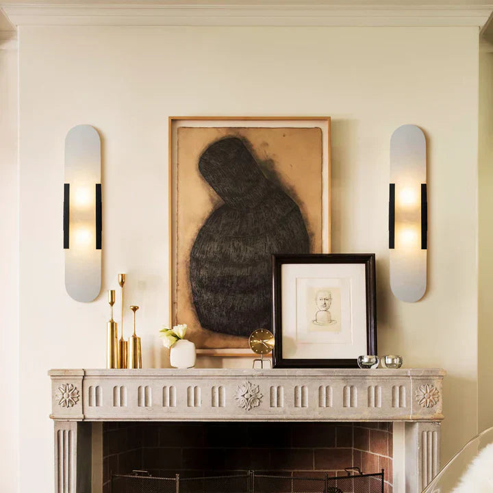 Modern Melange Elongated Alabaster Linear Wall Sconce