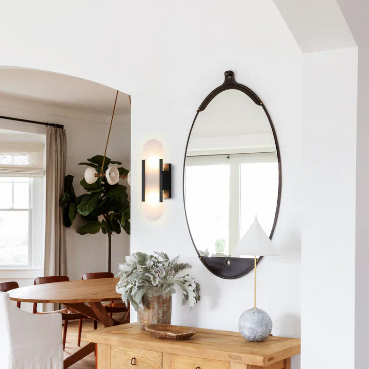 Modern Melange Elongated Alabaster Linear Wall Sconce