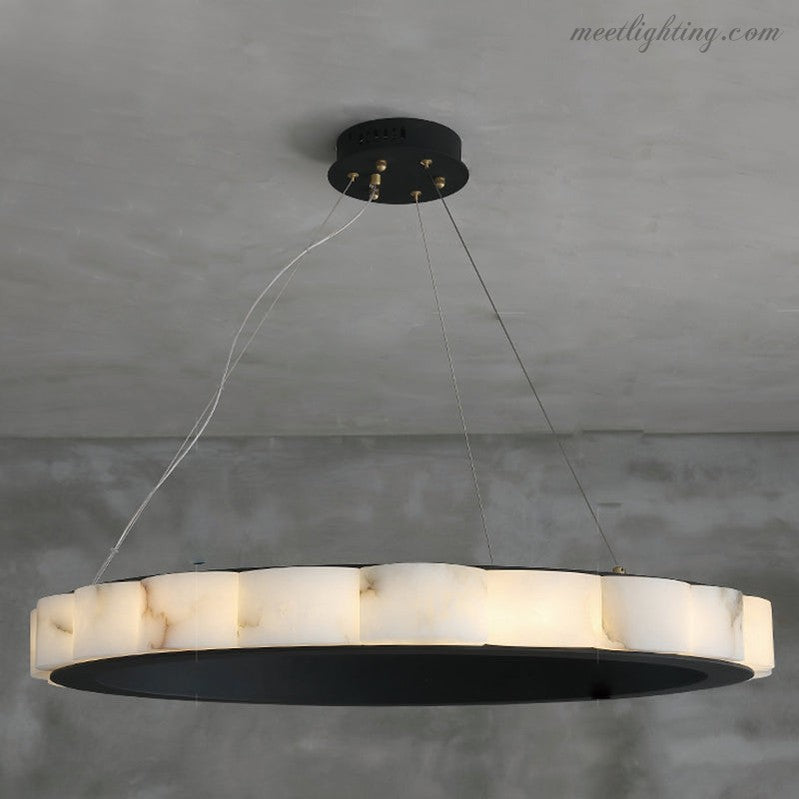 Moden Alabaster Round Chandelier Black-MEET LIGHTING