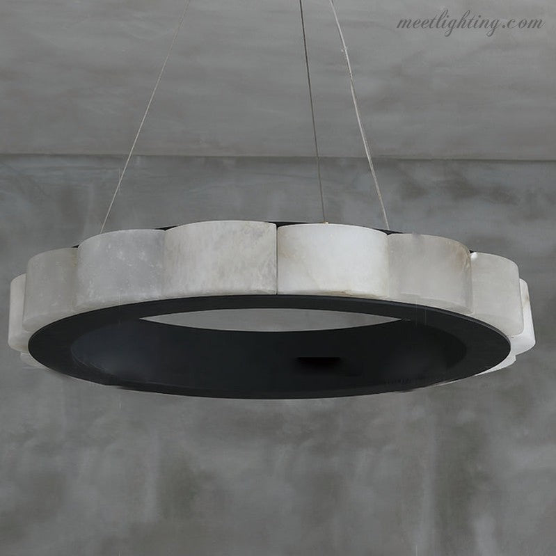 Moden Alabaster Round Chandelier Black-MEET LIGHTING