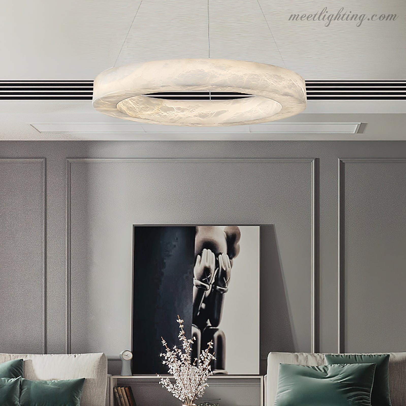 Modern Alabaster Ring Chandelier Halo Chandelier For Living Room-MEET LIGHTING