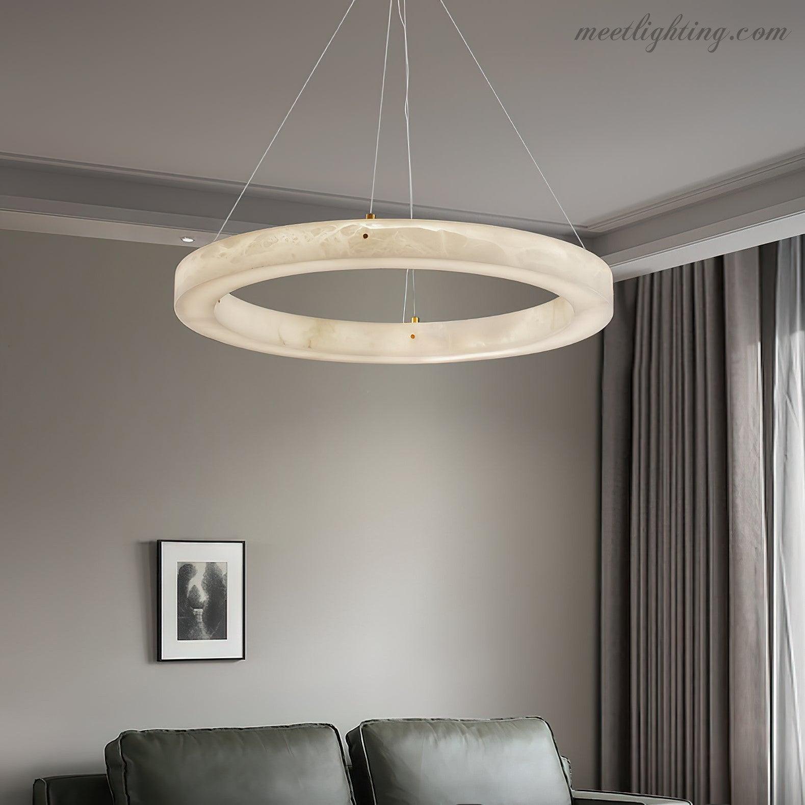 Modern Alabaster Ring Chandelier Halo Chandelier For Living Room-MEET LIGHTING