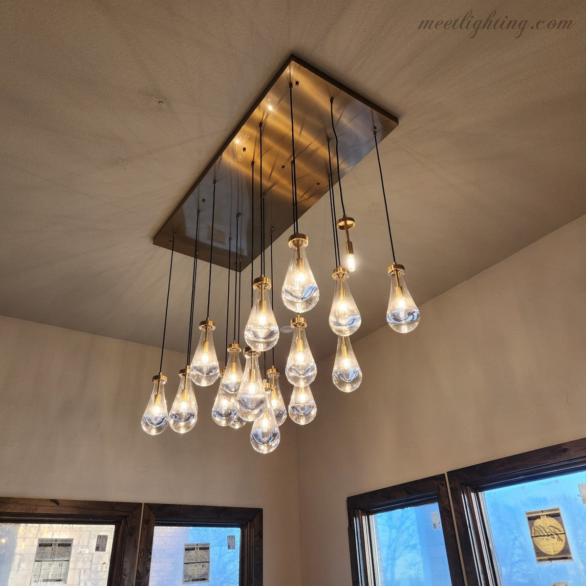 Modern Raindrop Rectangle Chandelier-MEET LIGHTING
