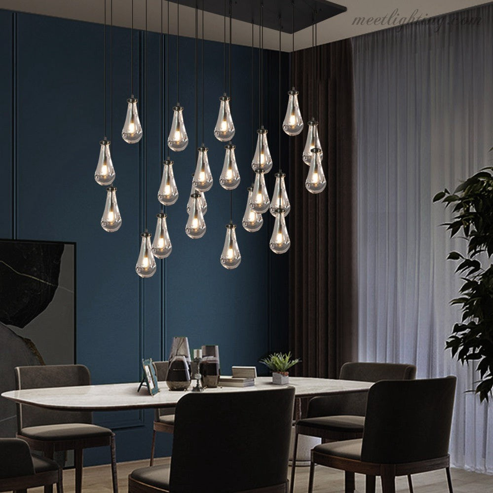 Modern Raindrop Rectangle Chandelier-MEET LIGHTING