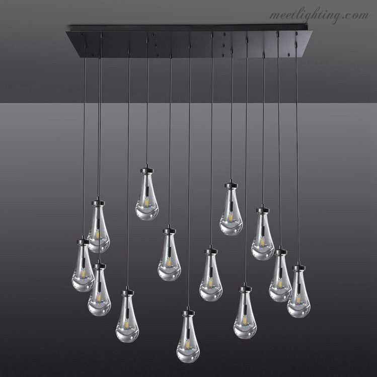 Modern Raindrop Rectangle Chandelier-MEET LIGHTING