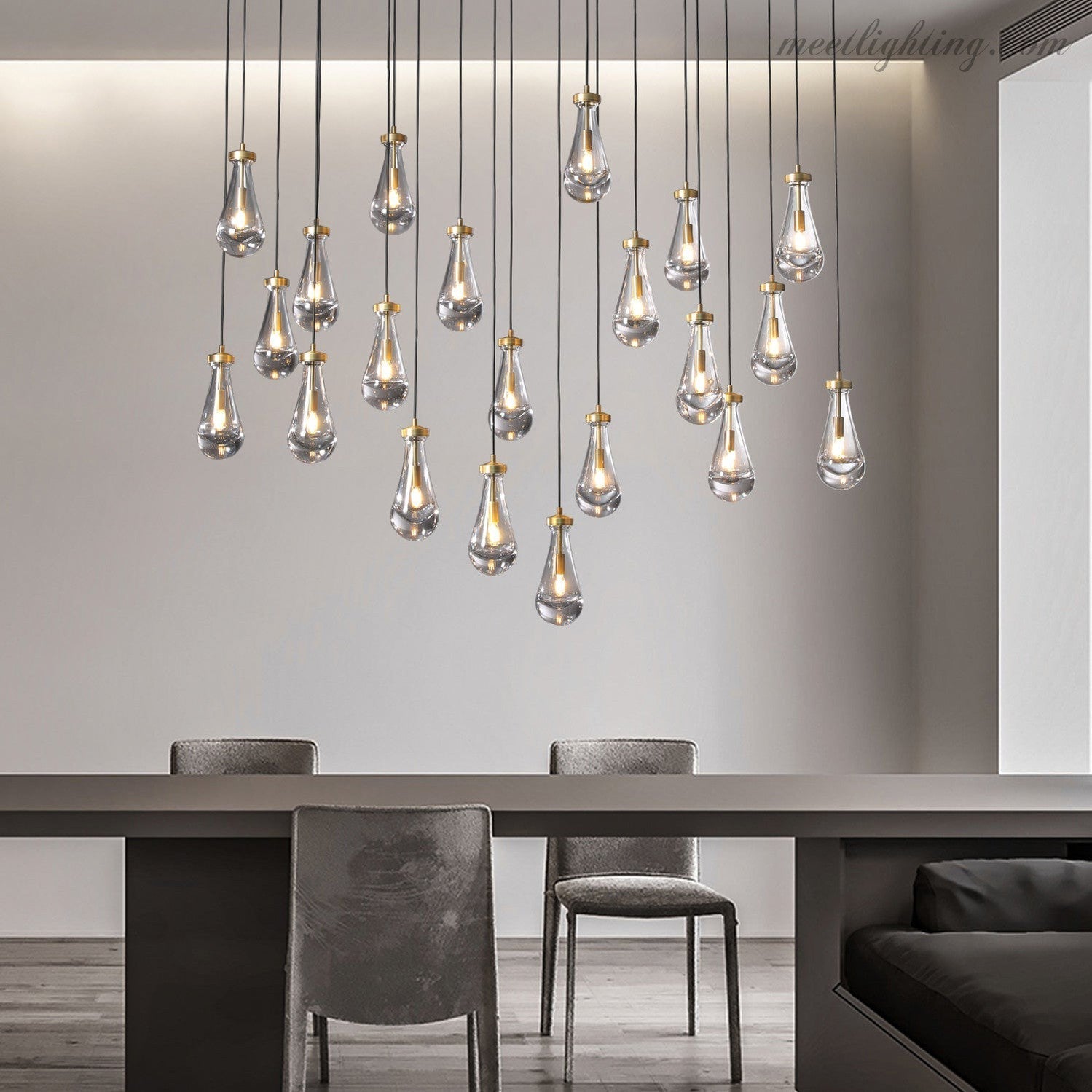 Modern Raindrop Rectangle Chandelier-MEET LIGHTING