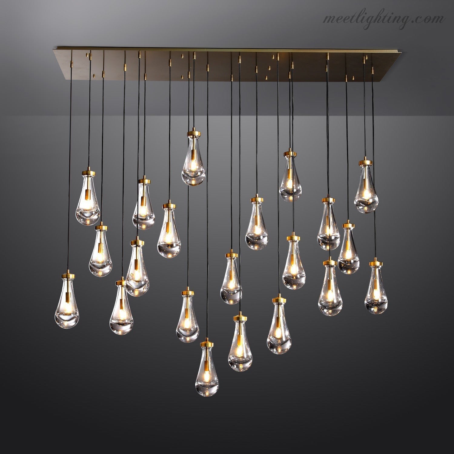 Modern Raindrop Rectangle Chandelier-MEET LIGHTING