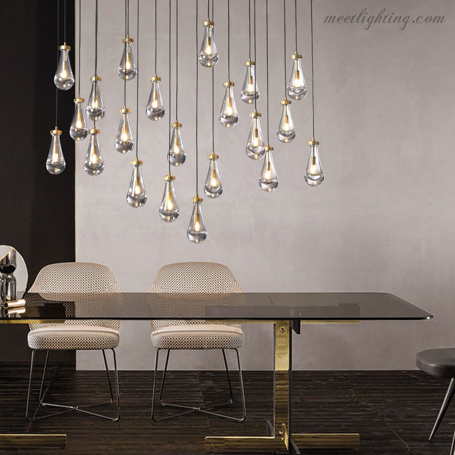 Modern Raindrop Rectangle Chandelier-MEET LIGHTING