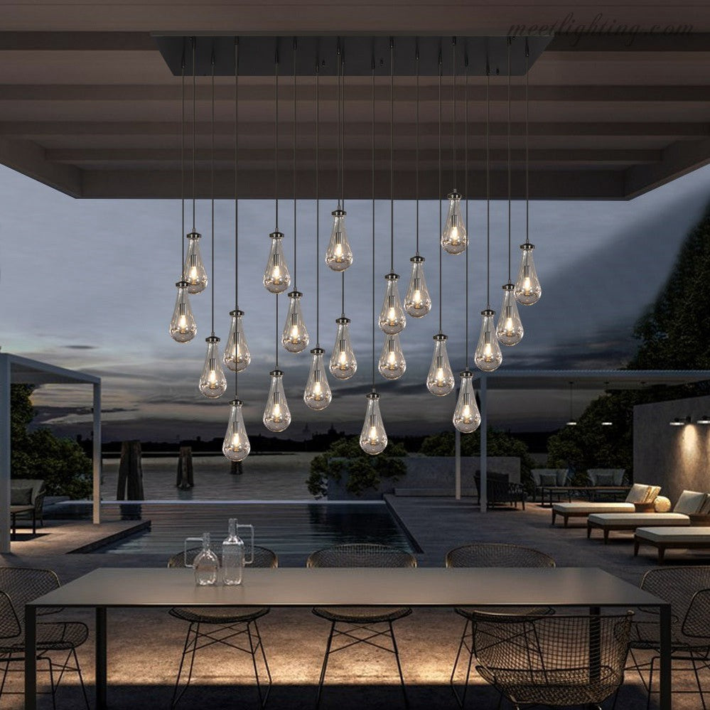 Modern Raindrop Rectangle Chandelier-MEET LIGHTING