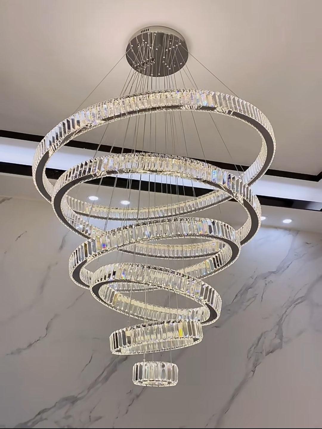 Modern Front Entryway Chandelier 3/4/5/6/7 Rings Crystal Gold/ Chrome Finish Ceiling Lamp-MEET LIGHTING