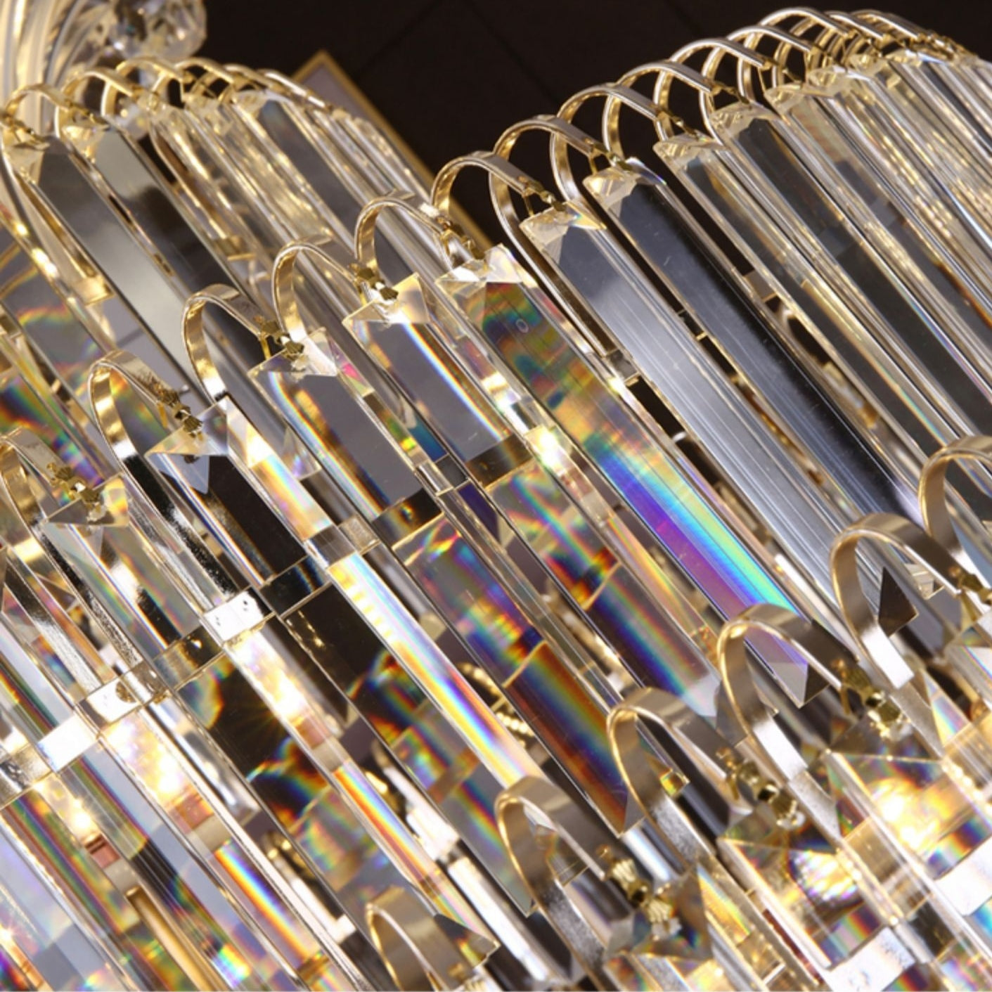 Golden Era Grand Cascade Clear Crystal Chandelier for High-ceiling-MEET LIGHTING