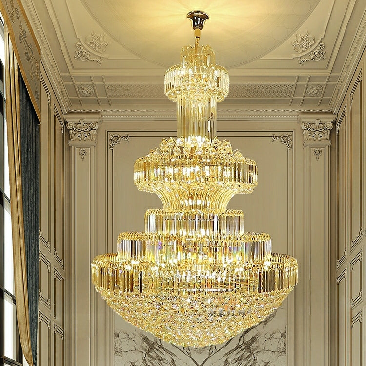 Golden Era Grand Cascade Clear Crystal Chandelier for High-ceiling-MEET LIGHTING