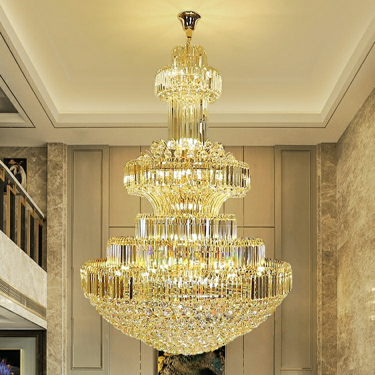 Golden Era Grand Cascade Clear Crystal Chandelier for High-ceiling-MEET LIGHTING
