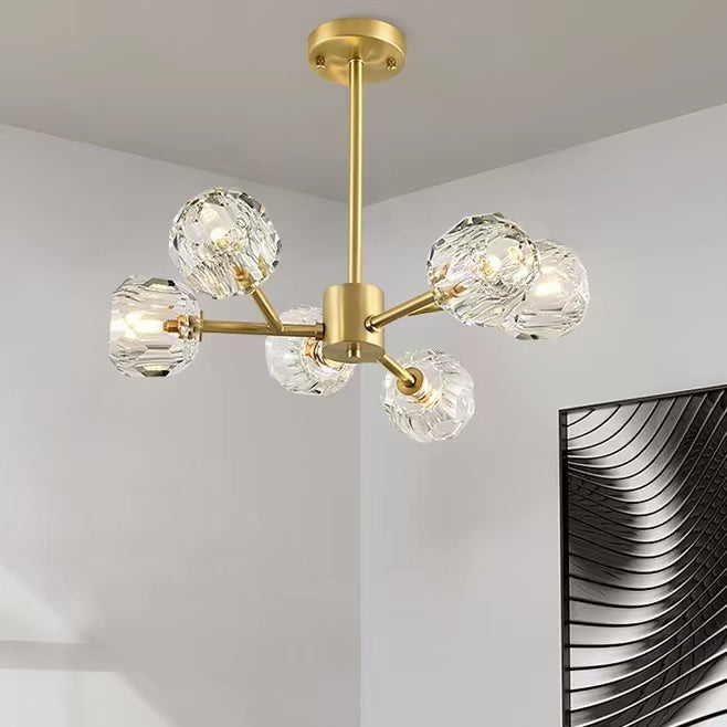 Brass Sputnik Chandelier With K9 Crystals Modern Ceiling Light Fixture-MEET LIGHTING
