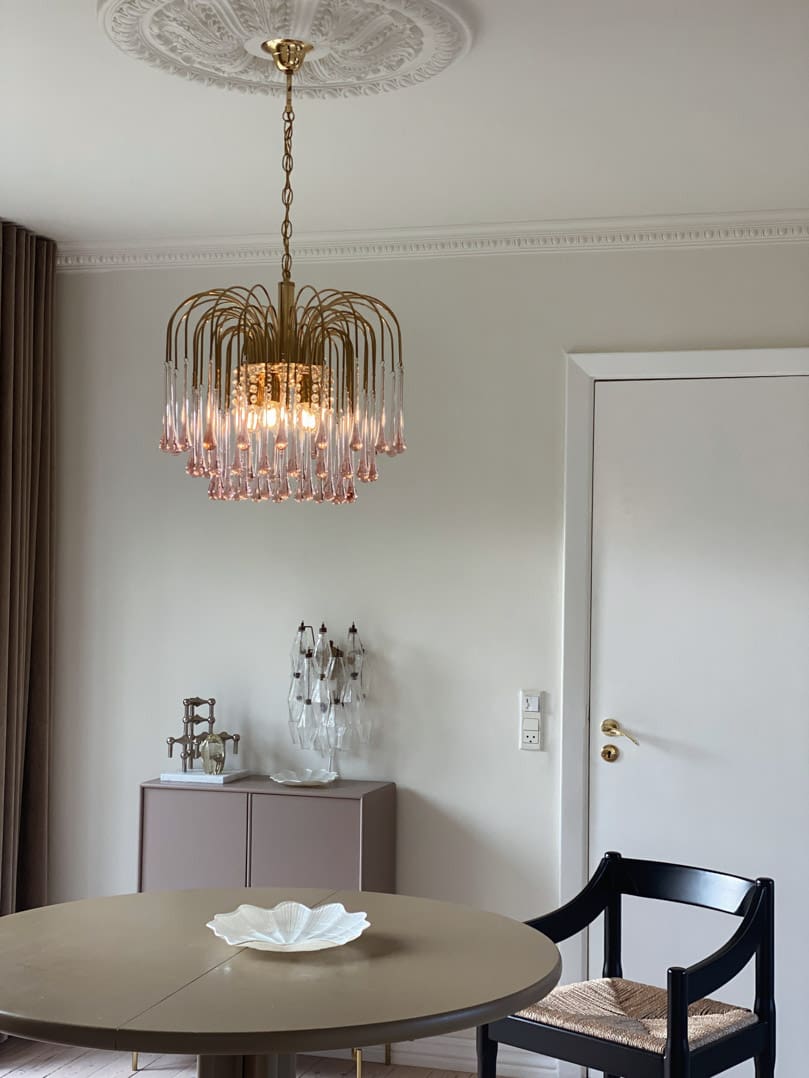 Vintage – Murano Teardrops Chandelier – 70s – Pink prisms