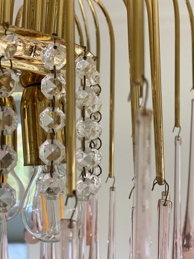 Vintage – Murano Teardrops Chandelier – 70s – Pink prisms