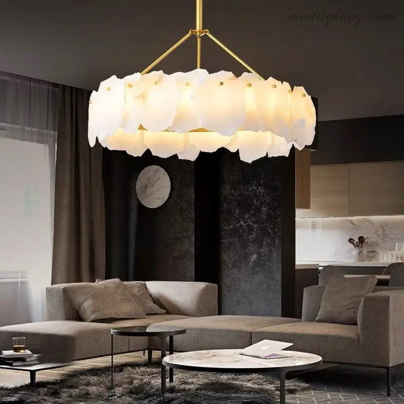 Nasile Alabaster Round Chandelier-MEET LIGHTING