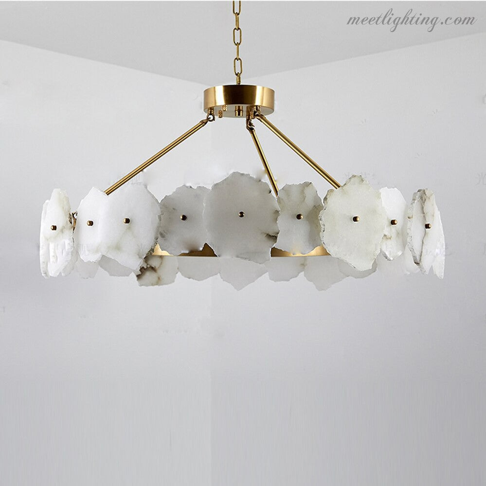 Natural Alabaster Modern Round Chandelier-MEET LIGHTING