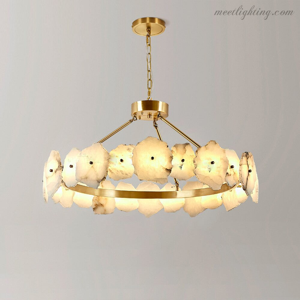 Natural Alabaster Modern Round Chandelier-MEET LIGHTING