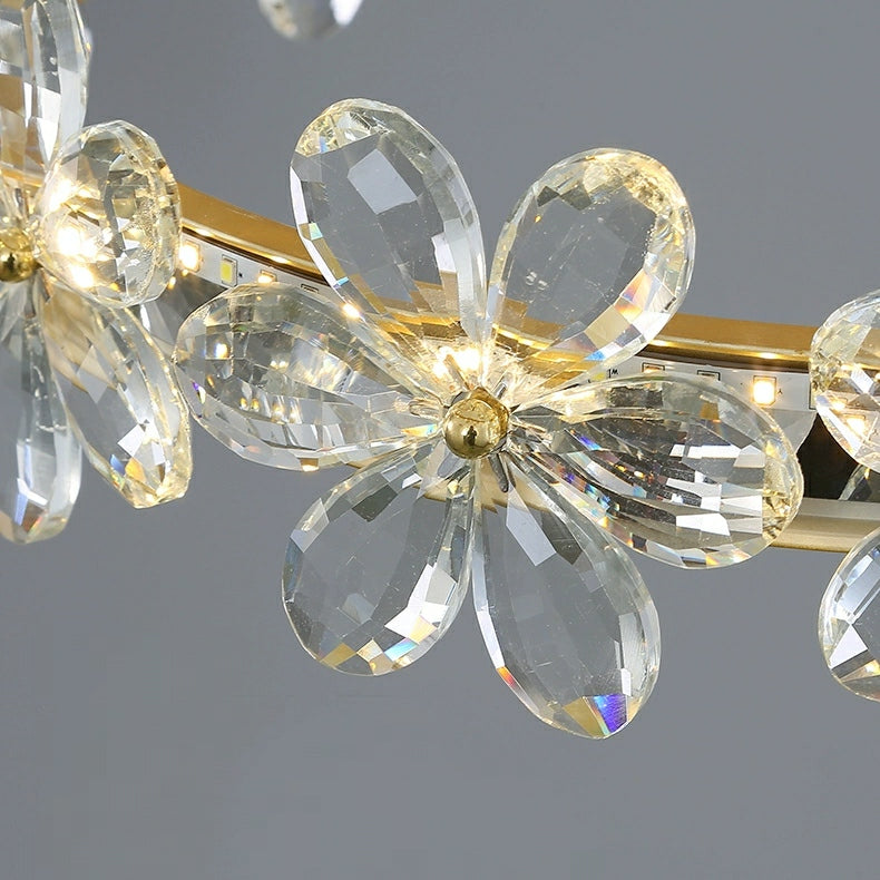 New Style Flower Crystal Chandelier For Living Room Petal Ring Pendant Lighting Fixture for Girls Bedroom-MEET LIGHTING