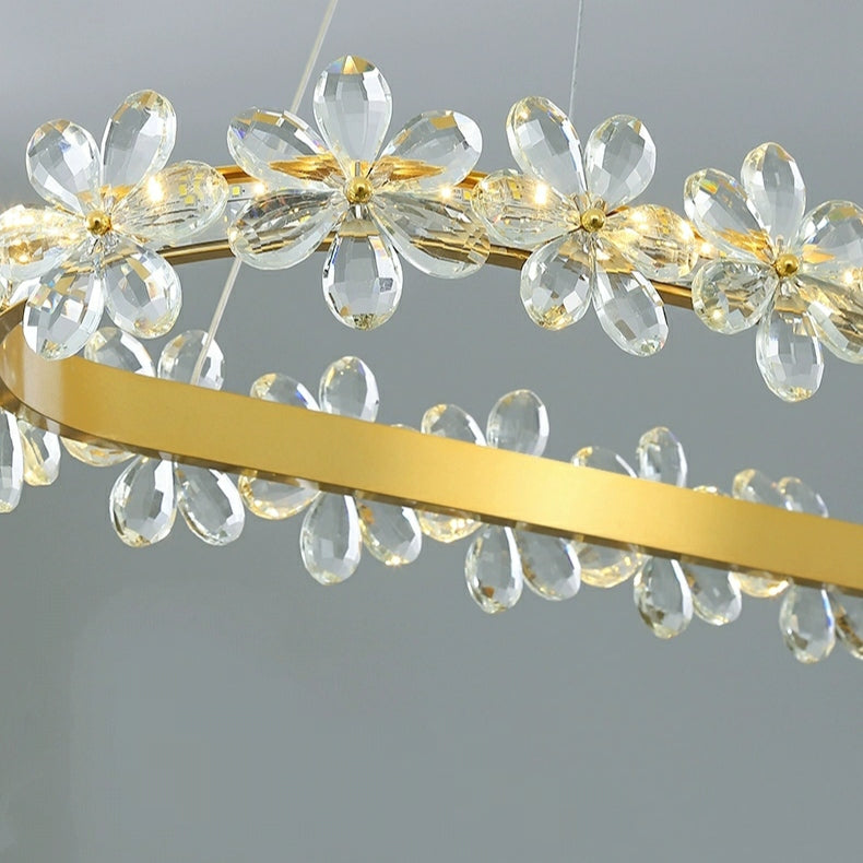 New Style Flower Crystal Chandelier For Living Room Petal Ring Pendant Lighting Fixture for Girls Bedroom-MEET LIGHTING