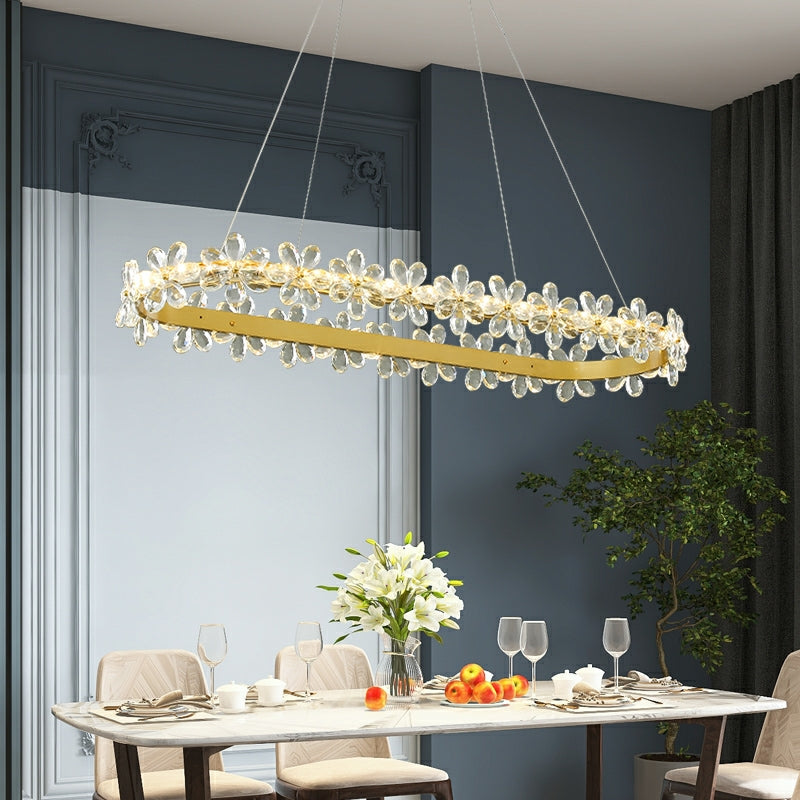 New Style Flower Crystal Chandelier For Living Room Petal Ring Pendant Lighting Fixture for Girls Bedroom-MEET LIGHTING