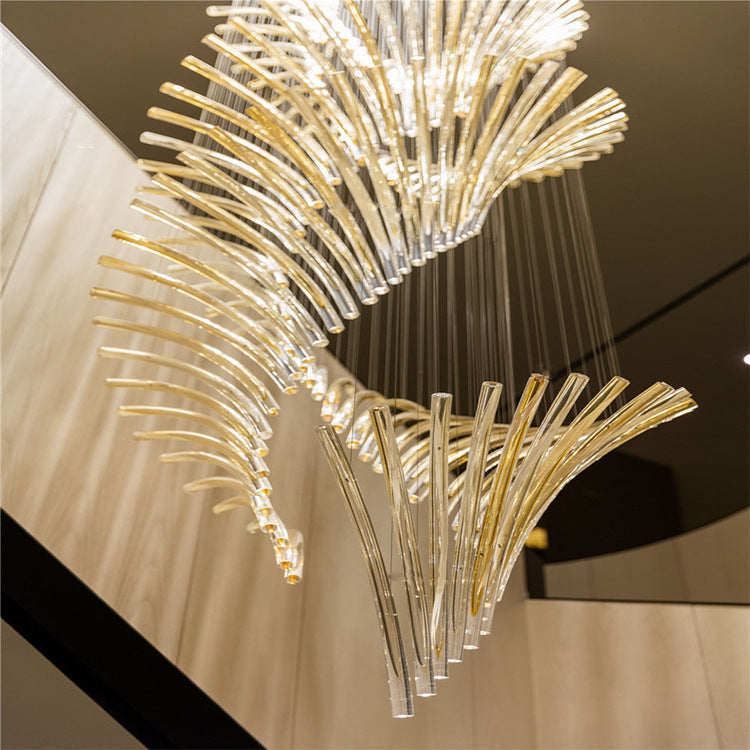 European Style Spiral Glass Chandelier for Staircase/Foyer/Hotel/Villa-MEET LIGHTING
