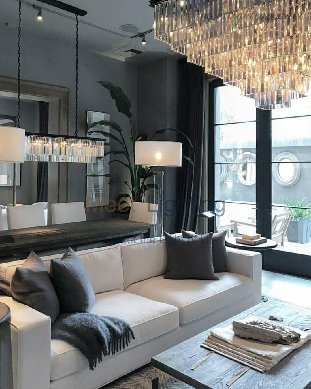 Odeom 3-Layer Crystal Square Chandelier 22"-MEET LIGHTING