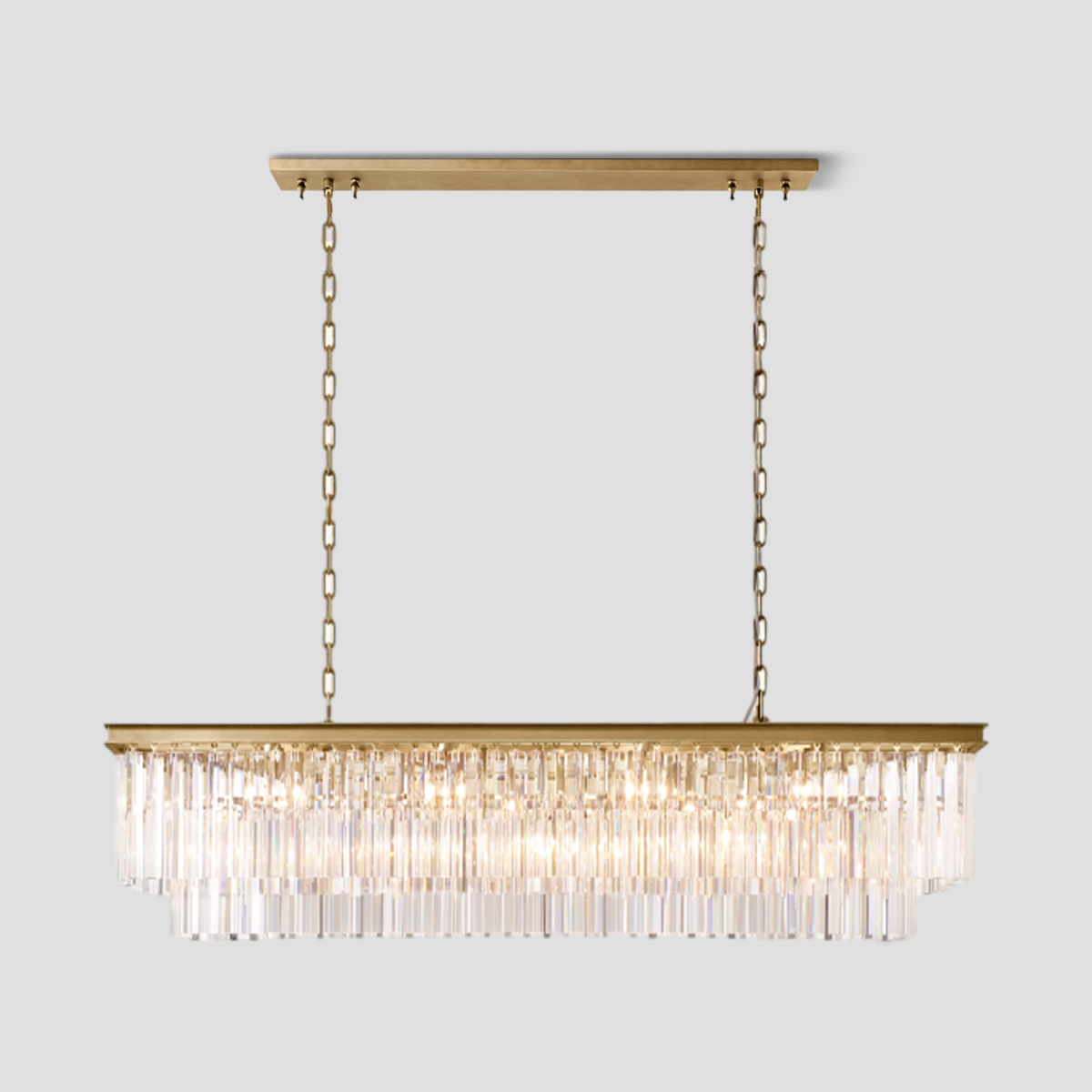 Odeom Crystal 2-Layer Rectangle Chandelier-MEET LIGHTING
