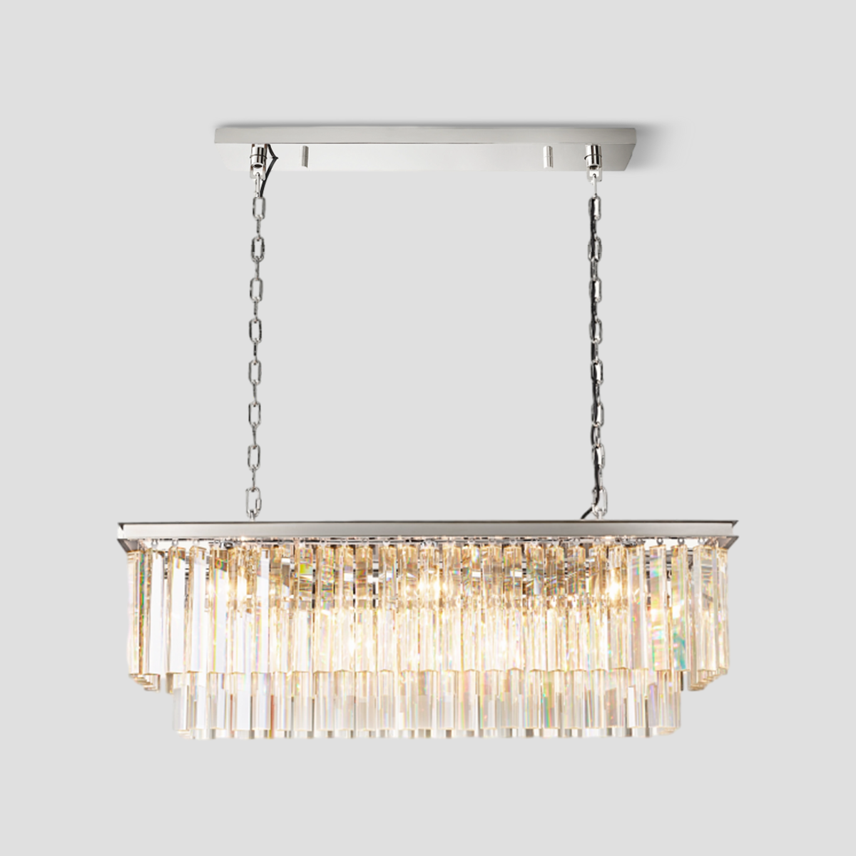 Odeom Crystal 2-Layer Rectangle Chandelier-MEET LIGHTING