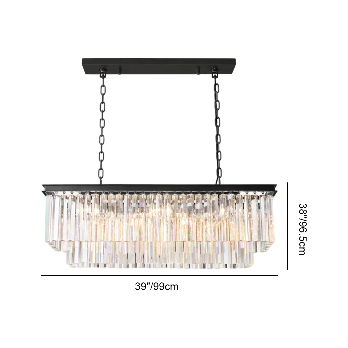 Odeom Crystal 2-Layer Rectangle Chandelier-MEET LIGHTING