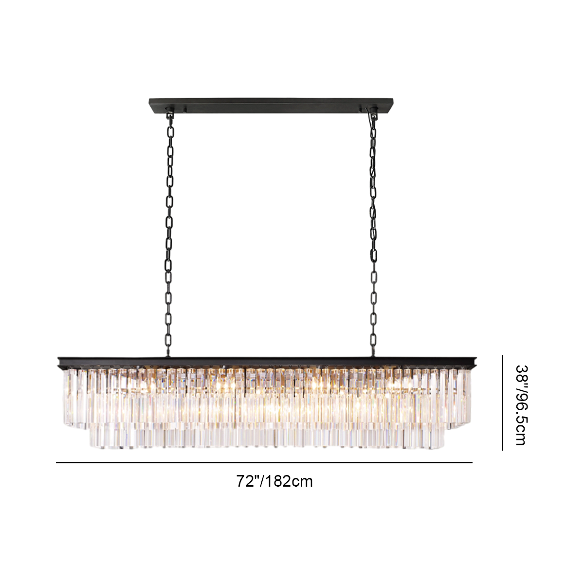 Odeom Crystal 2-Layer Rectangle Chandelier-MEET LIGHTING