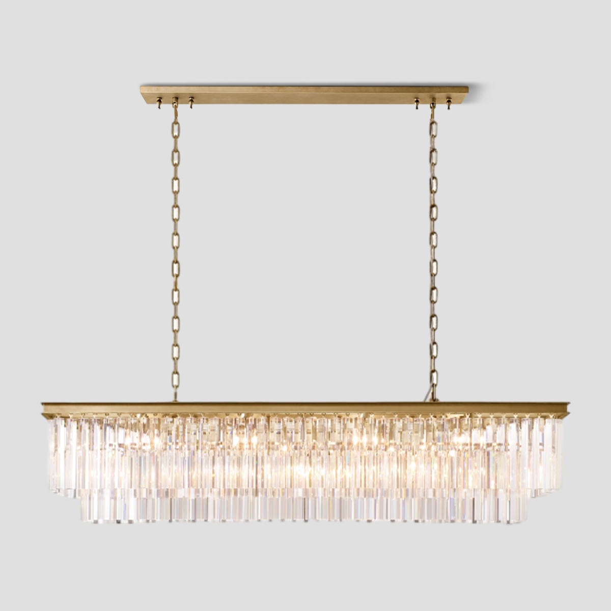Odeom Crystal 2-Layer Rectangle Chandelier-MEET LIGHTING