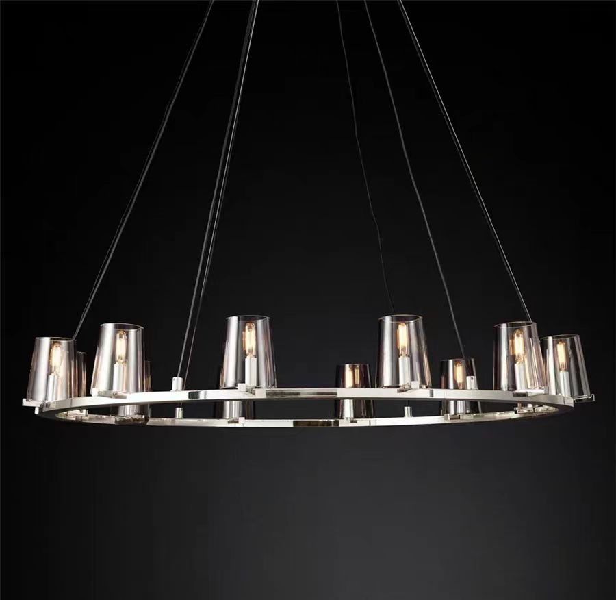 Pauillac Clear Glass Round Chandelier 36" 48" 60"-MEET LIGHTING
