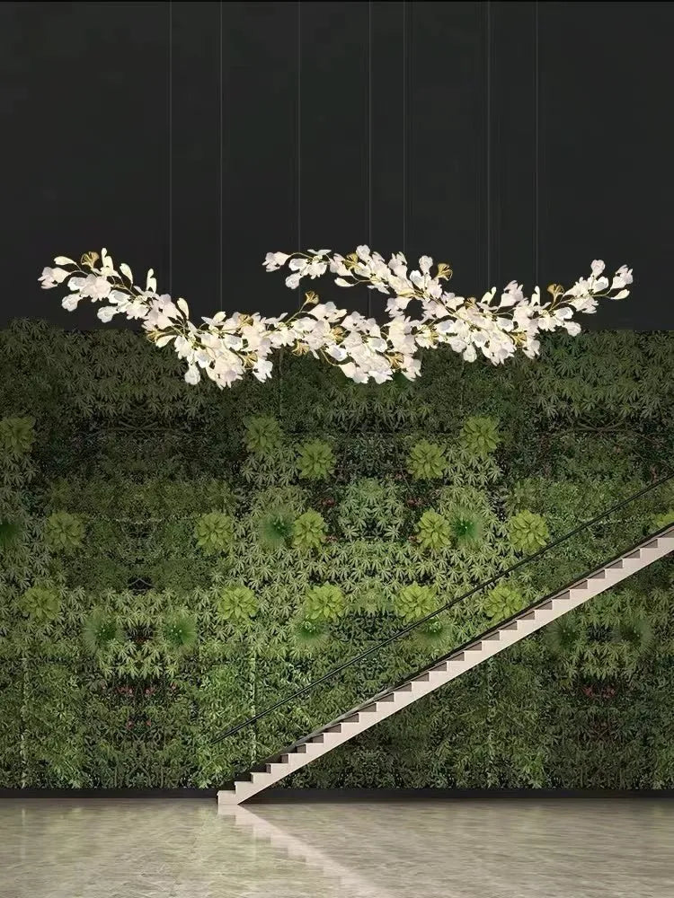 Raven Porcelain Linear Chandelier Gold