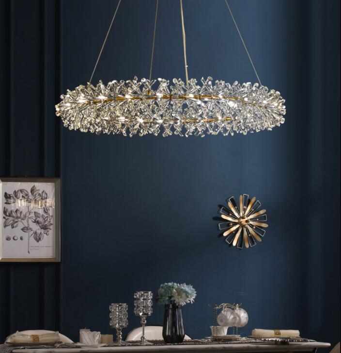 2 Wheel Frozen Ice Crystal Chandelier Light For Living Room Dining Hall-MEET LIGHTING