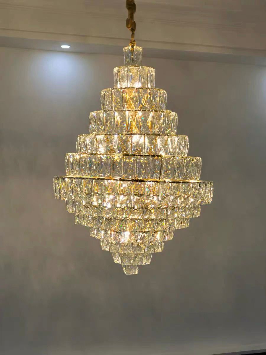 Extra Large Foyer Pure Crystal Ceiling Light Fixture Living Room Entrance Staircase Chandelier-MEET LIGHTING