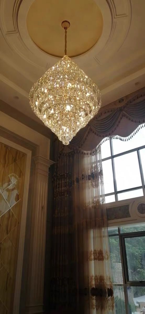 Extra Large Foyer Pure Crystal Ceiling Light Fixture Living Room Entrance Staircase Chandelier-MEET LIGHTING
