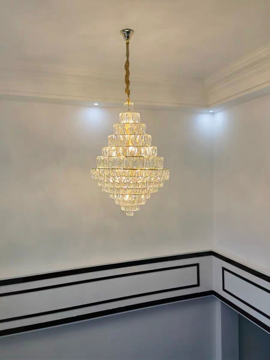 Extra Large Foyer Pure Crystal Ceiling Light Fixture Living Room Entrance Staircase Chandelier-MEET LIGHTING