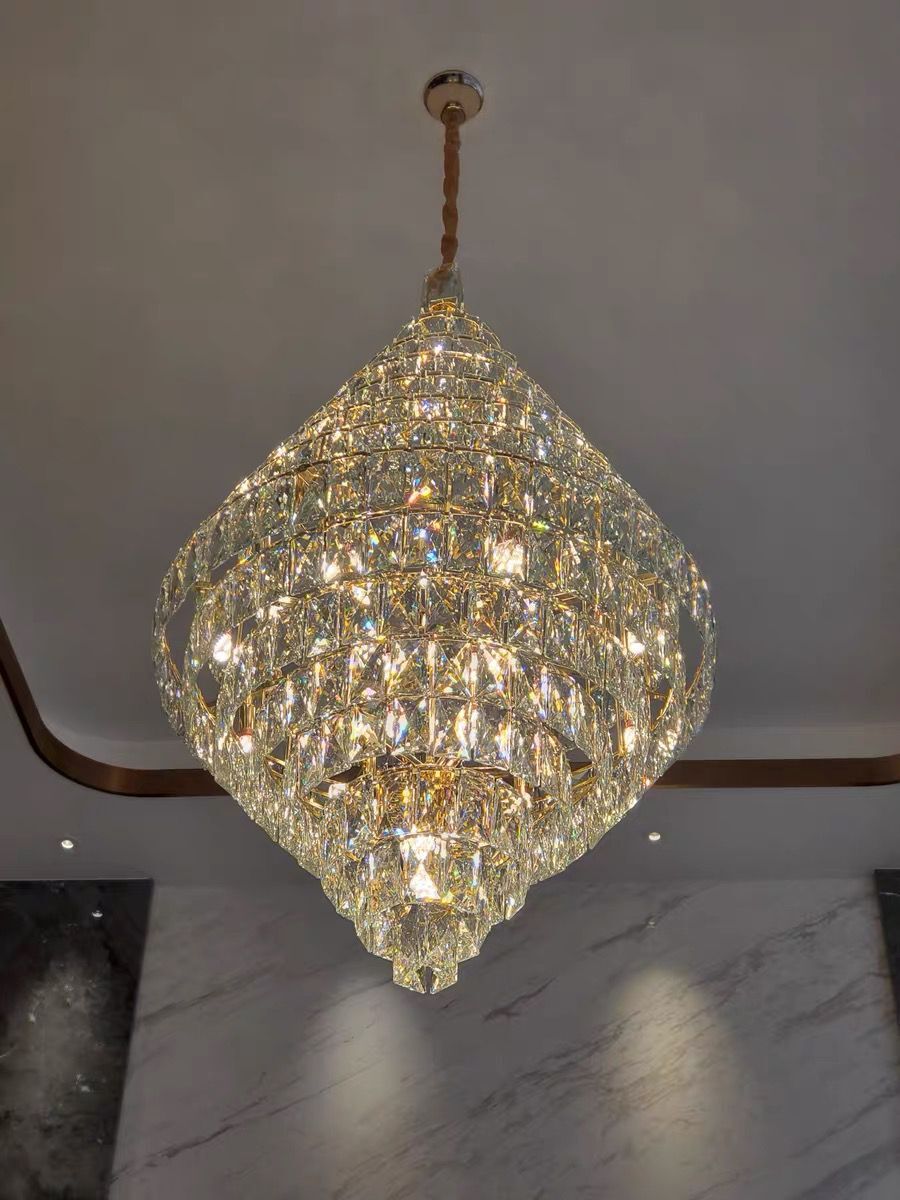 Extra Large Foyer Pure Crystal Ceiling Light Fixture Living Room Entrance Staircase Chandelier-MEET LIGHTING