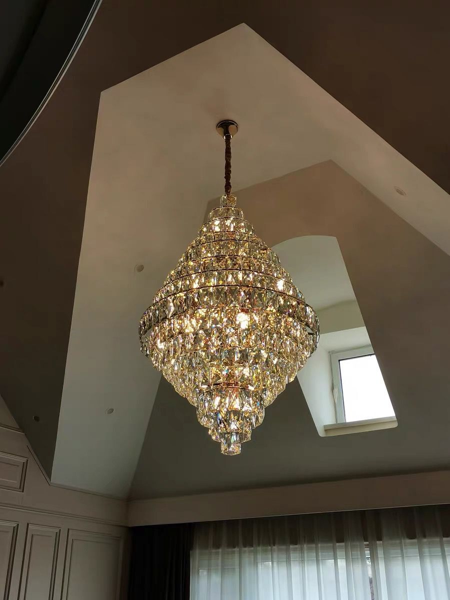 Extra Large Foyer Pure Crystal Ceiling Light Fixture Living Room Entrance Staircase Chandelier-MEET LIGHTING