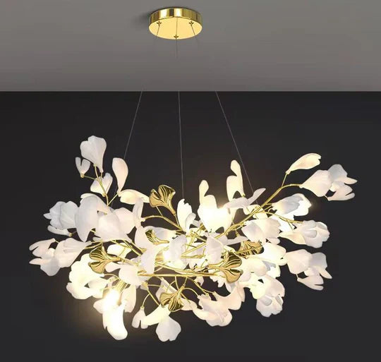 Modern Luxury Linear Ginkgo Ceramic Chandelier for Dining Room/Kitchen Island-MEET LIGHTING