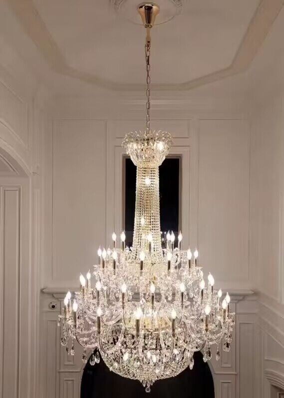 Extra Large European-style Multi-layers Candle Luxury Crystal Chandelier Gold Art Foyer/Staircase Decorative Light Fixture-MEET LIGHTING